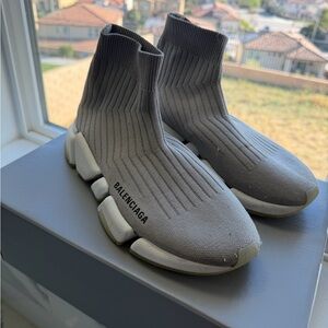 Balenciaga Grey Knit Sock Runner Sneakers
